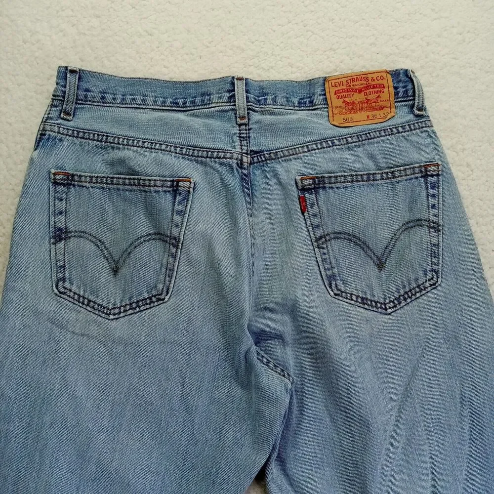 VTG Levis 505‎ Jeans Mens 36x32 Straight Regular Fit Cotton Denim Light Wash